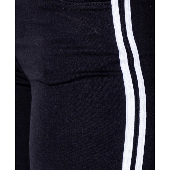 Black Side Stripe High Waist Jeggings - Picture 4 of 6
